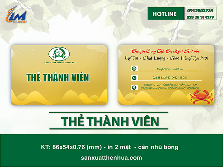 in thẻ thành viên giá rẻ - mẫu HẢI SẢN CUA VIỆT