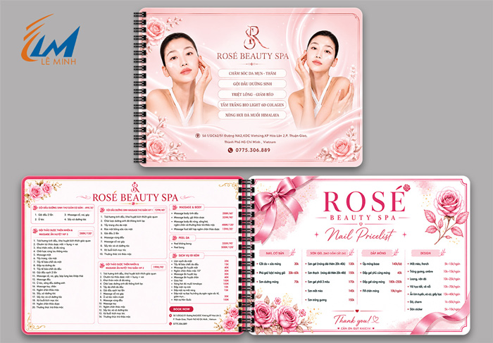 Menu cuốn Rose Beauty Spa