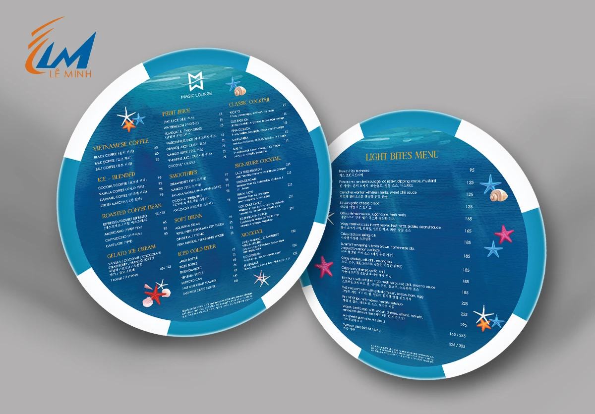 Menu nhựa in 2 mặt A3